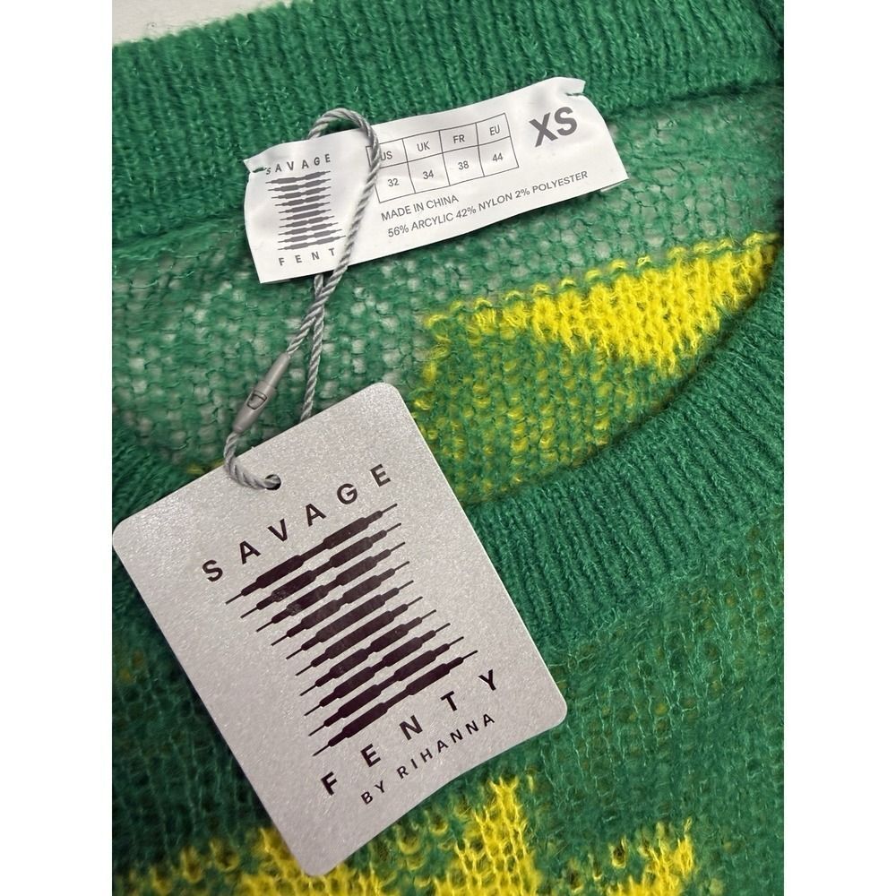 Savage X Fenty Knittin Pretty Loose Knit Unisex Sweater. Green Light. Sz XS. NWT - Picture 9 of 14
